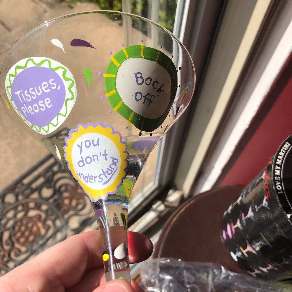 Lolita “PMS” Hand Painted Martini Glass -10oz -NEW